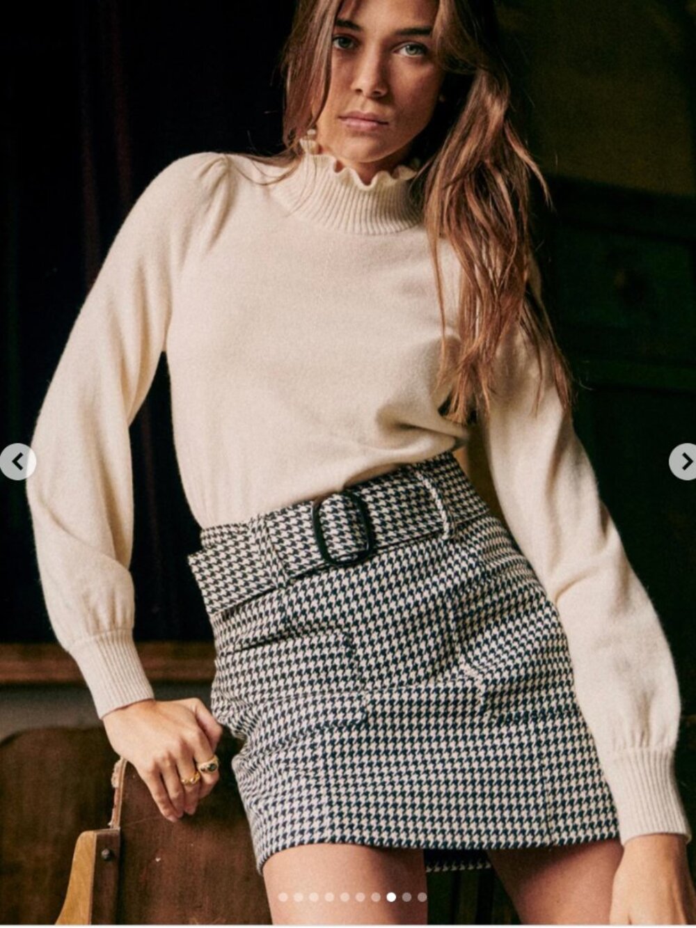 Sezane Gillie Skirt Houndstooth- Size 34